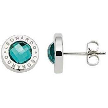 Jewels by Leonardo Damen Ohrhänger – Silberschmuck, kleiner grüner Glasteil, gravierte Edelstahlbasis
