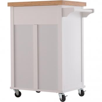 Rolling Kitchen Storage Trolley with Drawer and Towel Rail White
