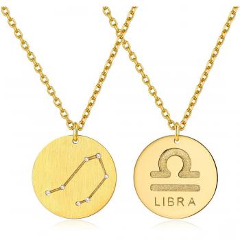 Collier Signe Astrologique Balance en Argent 925 Doré 18K