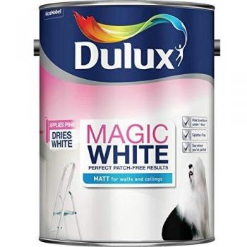 Dulux 5275000 Magic White Matt Paint for Walls and Ceilings, Pure Brilliant, 5L