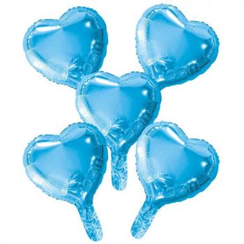 5 Globos de Foil Corazón Azul Bebé 23 cm