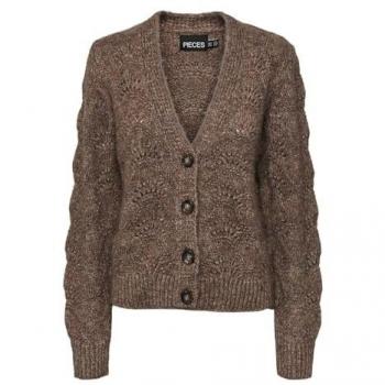 Pieces Damen Strickjacke Bibbi Regular Fit mit Alpaka-Anteil und Fallmaschenmuster, Größe M