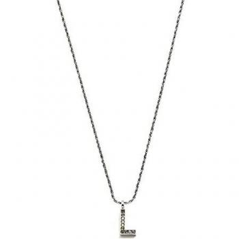 Gargantilla inicial L Pertegaz mujer 41 cm. metal rodiado y circonitas