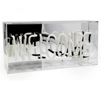 TOM NEON Acryl Neonbox Willkommen in Weiß