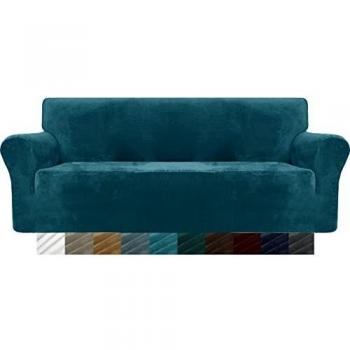 MAXIJIN Housse de canapé 3 places velours épais vert noirâtre