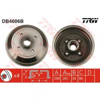 Tambour de frein TRW DB4006 pour OPEL Corsa B