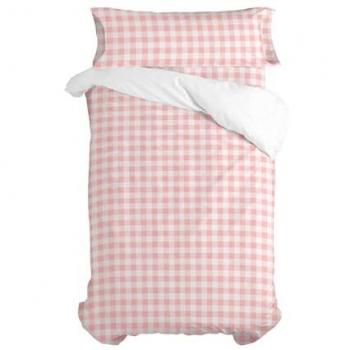 Vichy Rose Parure Housse de Couette 2 Pièces
