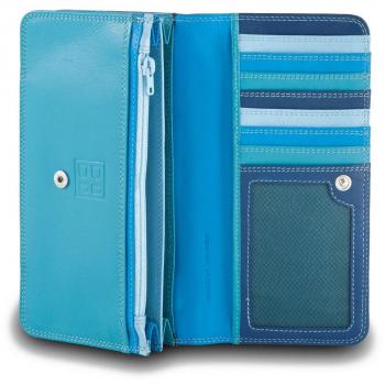 Portafoglio in pelle morbida multicolore da donna a bustina DUDU Blu