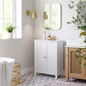 Double Door White Bathroom Storage Unit