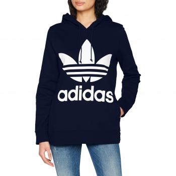 Adidas Damen Kapuzenpullover Trefoil, navy, Größe 36