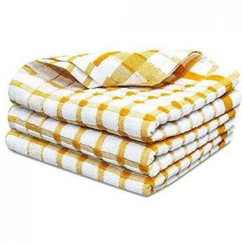 00% Cotton Terry Tea Towel Egyptian Wonder Quick Dry Soft Monocheck Black/White Jumbo Thick Kitchen Dish Cleaning Drying Cloth Pack of 4