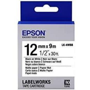 Epson 12/9 Nastro Fondo Opaco Bianco LK-4WBB Scrittura Manuale
