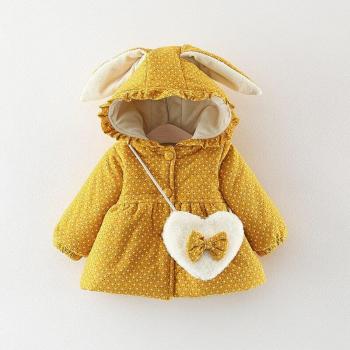 Infant Girls' Winter Coat with Bunny Hood