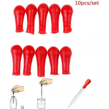 10 Red Rubber Bulb Head Pipettes for Lab Use