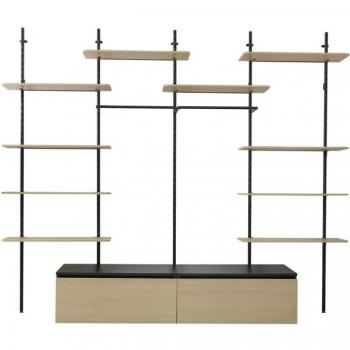 Dressing Modular Sodiake : 10 Étagères Ajustables, 2 Caissons Bois – Style Industrel