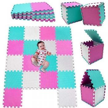 Tappetino Puzzle Bianco‑Rosa‑Turchese MSHEN 1.62 mq