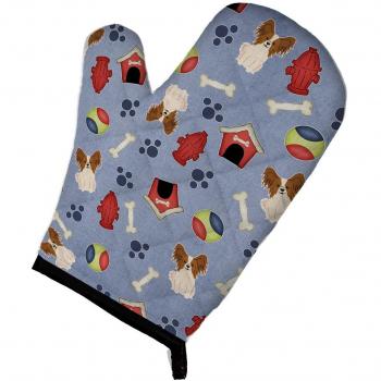 Papillon Red White Oven Mitt by Caroline's Treasures
