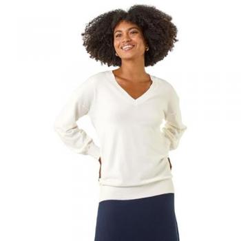 Roman Veste Tricotée à Col en V Blanc