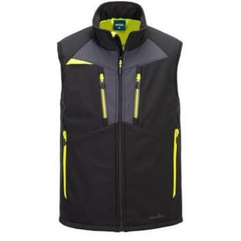 Portwest DX476 Chaleco Cortavientos Softshell Negro XL con Reflejos Flúor
