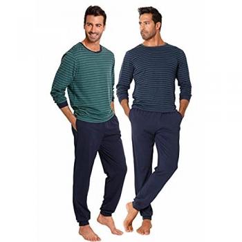 Pyjama LE JOGGER, Herren, gestreift, 100% Baumwolle, Gr. 60/62