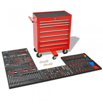 VidaXL 1125 Tools Workshop Trolley Red Steel
