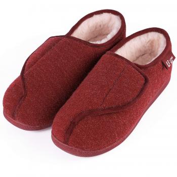 LongBay Women’s Memory Foam Home Slippers for Diabetes – Wine Red, UK 6