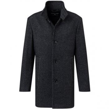 Strellson Finchley 2.0 Mantel für Herren – Regular Fit, Stehkragen, edles Wool-Mix, schwarz, 52