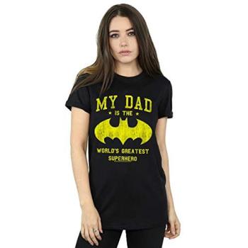 Batman My Dad Is A Superhero Cotton Boyfriend T‑Shirt – Black