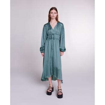 Maje Khaki Rapsoda Midi Dress (Size 38)
