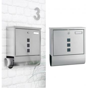 Boîte aux lettres et porte-journaux 30,5x9,6x33,5 cm Inox hi