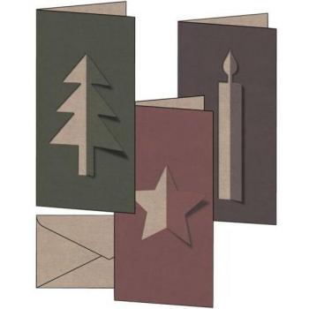 Sigel Weihnachtskarten-Set Kraftkarton Cut-out Style DIN lang