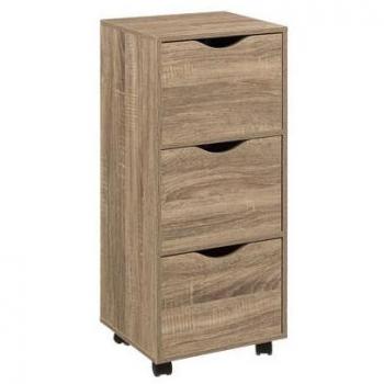 STARLEY-Torre Cajonera 3 puertas con ruedas, Cajonera Contenedor de oficina Contenedor de escritorio con cajones, Estante Archivador de 3 Cajones 33 x 29,5 x H. 80,5