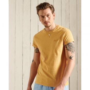 Superdry Hombre Camiseta Logotipo Oro Marrón