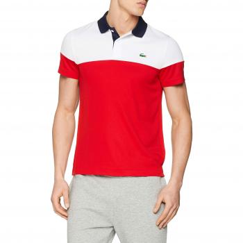 Polo Homme Lacoste Sport DH3399, (Blanc/Rouge-Marine Zk5), Small
