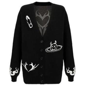 Hell Bunny Oversized Black Cardigan – Mercy Series, XL