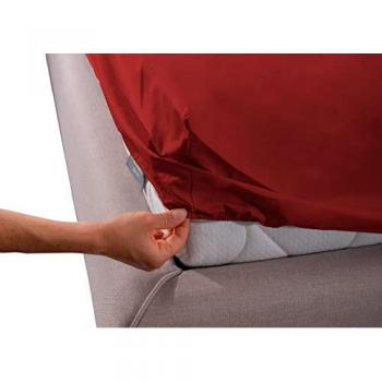 Lenzuola Sotto Con Angoli Rosso 100% Cotone Francese