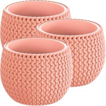 Set de 3 Macetas REDONDAS con Depósito PLÁSTICO Splofy Bowl, MELOCOTÓN