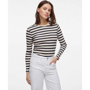 Tee Manga Larga Top Azul Marino con Detalle Rayado