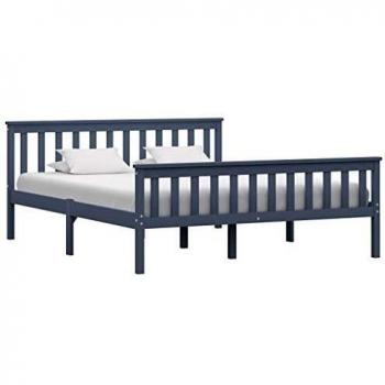 Vidaxl Bed Frame 160x200 cm Grey Solid Pinewood