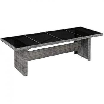 Table de Jardin en Résine Tressée et Verre vidaXL