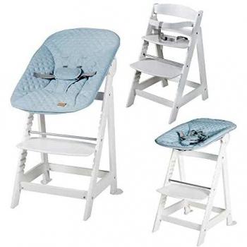 Chaise Haute Évolutive Born Up 2en1 + Transat Inclinable roba Style Bleu Clair
