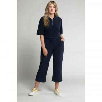 Culotte donna in cotone blu, lunghezza polpaccio, taglia 60/62