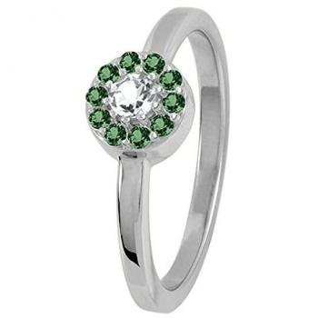 Jacques Lemans Damenring 925er Silber mit Tsavorite 1 ct
