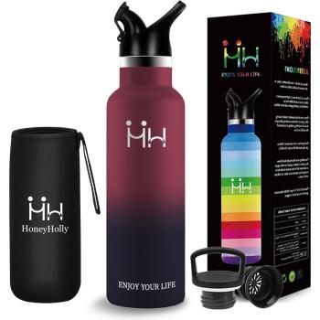 Eliciya Black Red Easy‑Open Vacuum Water Bottle