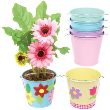 Mini Pastel Tin Buckets (Pack of 5) Craft Storage
