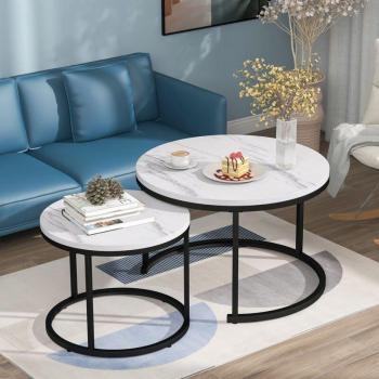 Tablettes de salon Wishdor – Lot double – 71 x71 x50 cm – Blanc