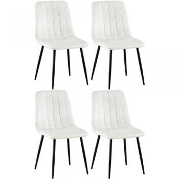 Sedie Velluto Crema e Bianco – Set 4