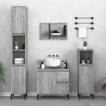 Día y Noche Armario de baño madera contrachapada gris Sonoma 65x33x60 cm