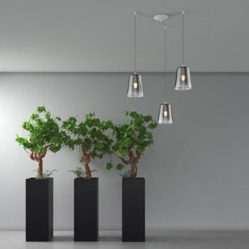 Lampada da Stanza Shaded Metal White Glass Chrome 3 LED E27