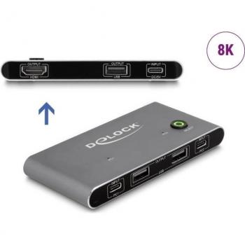 Commutateur KVM HDMI 8K DeLock avec USB-C et 3 ports USB-A